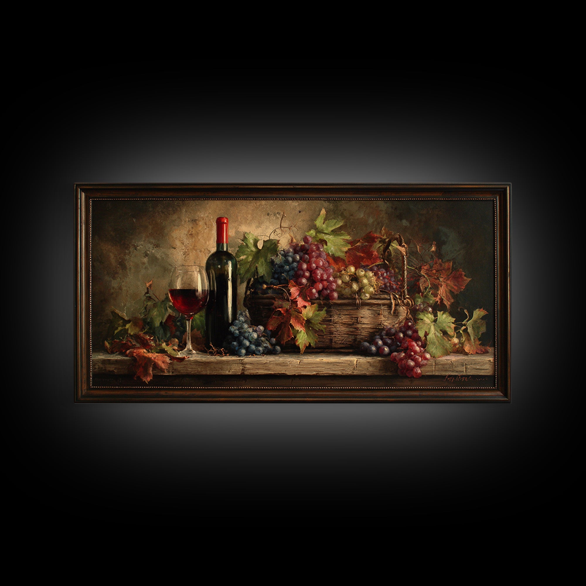 Wine Harvest Basket Framed Canvas Print, Winery Art, Room Decor, Winery Decor, Fine Art, Vineyard, Printable Wall Art, WIN-2x1-18