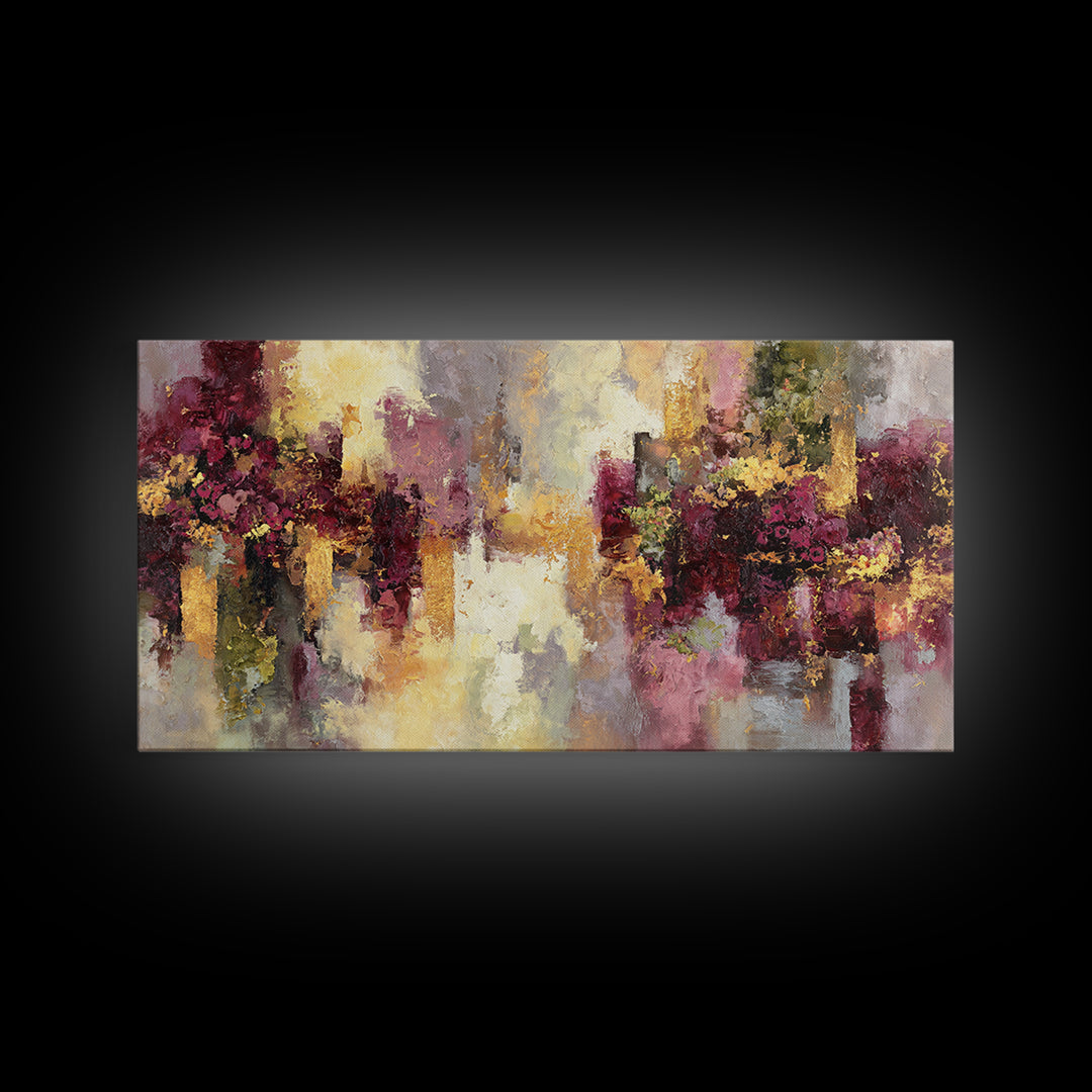 Burgundy Abstract with Gold Accents Framed Canvas Print, Winery Art, Living Room Art, Winery Decor, Abstract Art, Vineyard, WIN-2x1-19