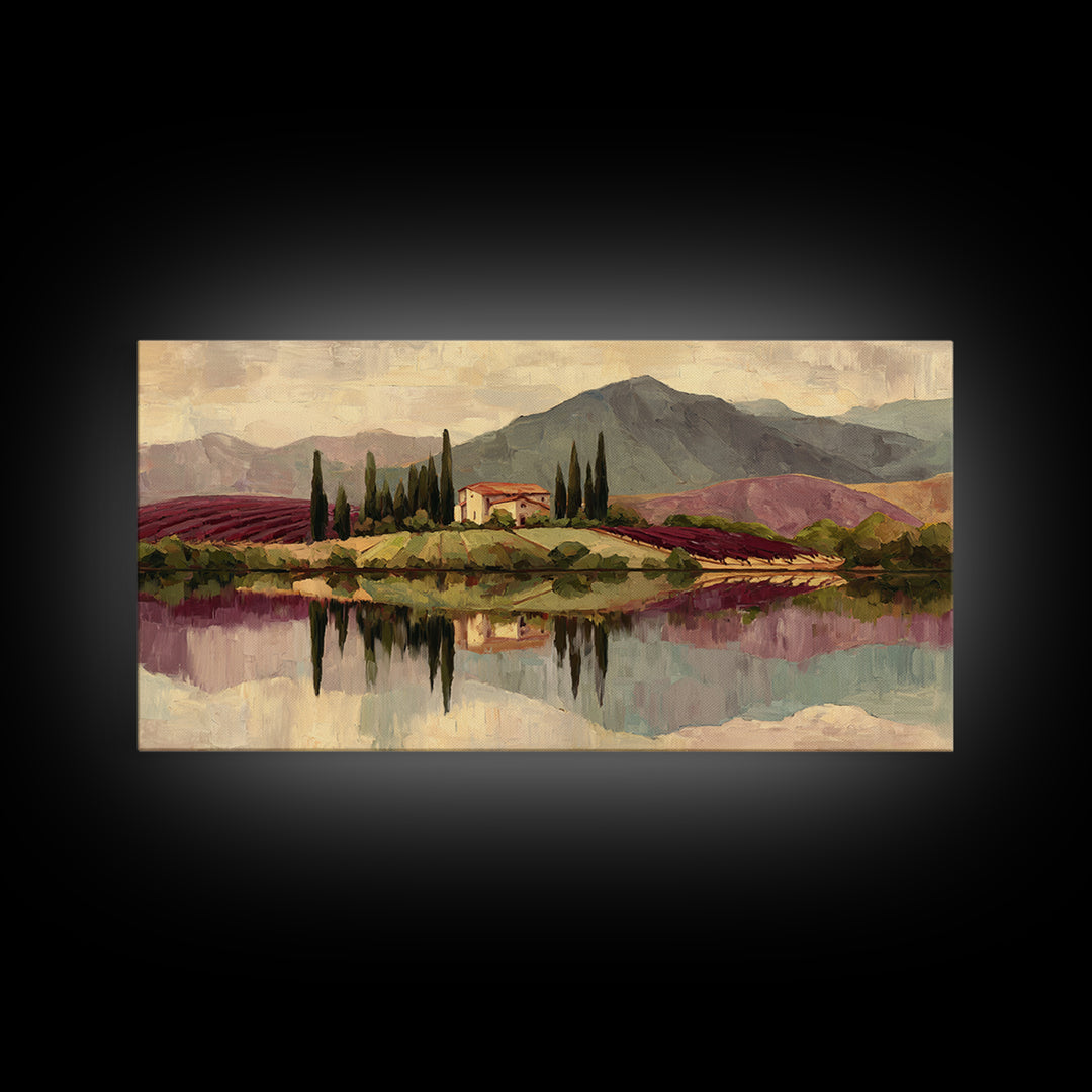 French Vineyard Hills Framed Canvas Print, Winery Art, Contemporary Art, Winery Decor, Fine Art, Vineyard, Kitchen Decor, WIN-2x1-28