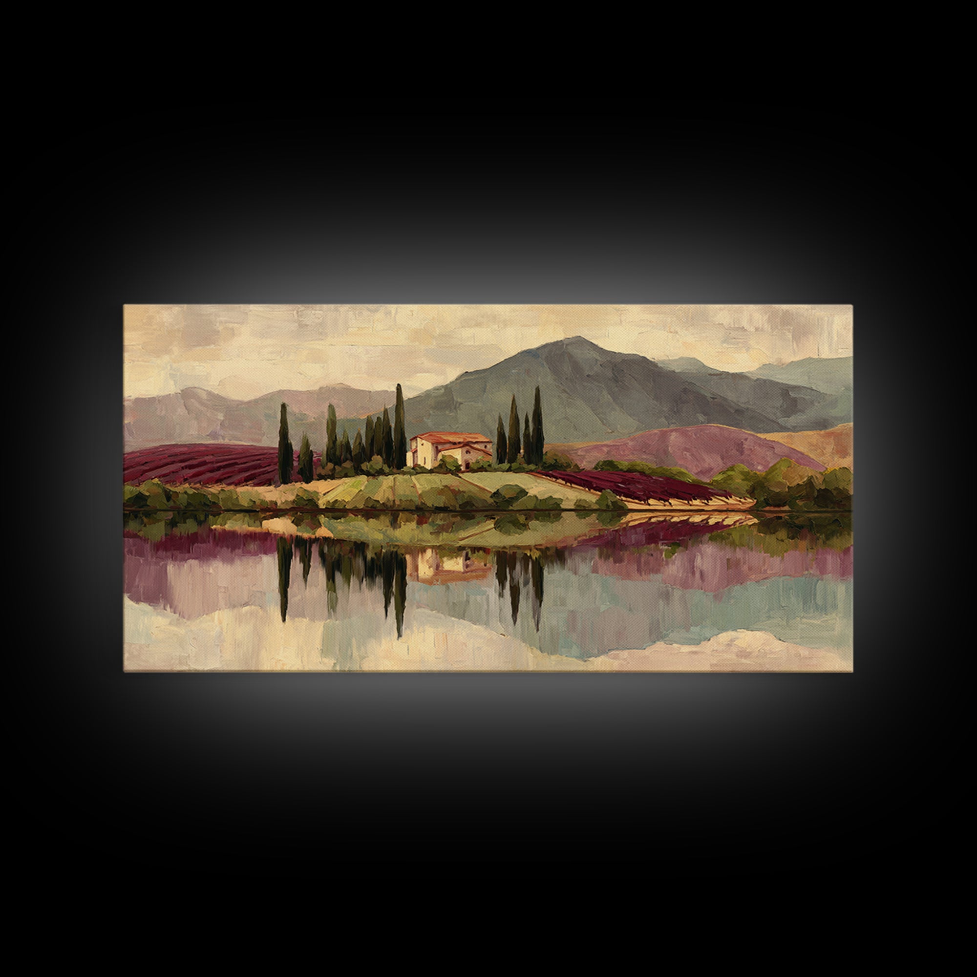 French Vineyard Hills Framed Canvas Print, Winery Art, Contemporary Art, Winery Decor, Fine Art, Vineyard, Kitchen Decor, WIN-2x1-28