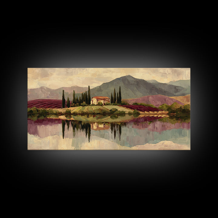 French Vineyard Hills Framed Canvas Print, Winery Art, Contemporary Art, Winery Decor, Fine Art, Vineyard, Kitchen Decor, WIN-2x1-28