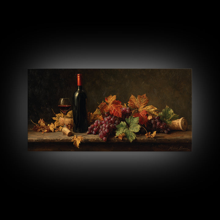 Vine Leaves Turning Autumn Red and Gold Canvas Print, Winery Art, Artwork, Winery Decor, Fine Art, Vineyard, Bar Decor, WIN-2x1-31