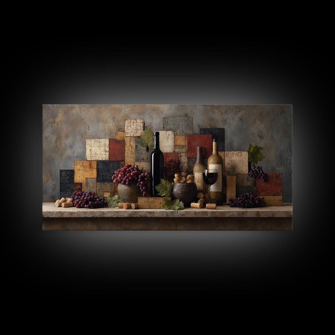 Corks Arranged as Geometric Pattern Framed Canvas Print, Winery Art, Luxury Decor, Winery Decor, Abstract Art, Vineyard, WIN-2x1-38