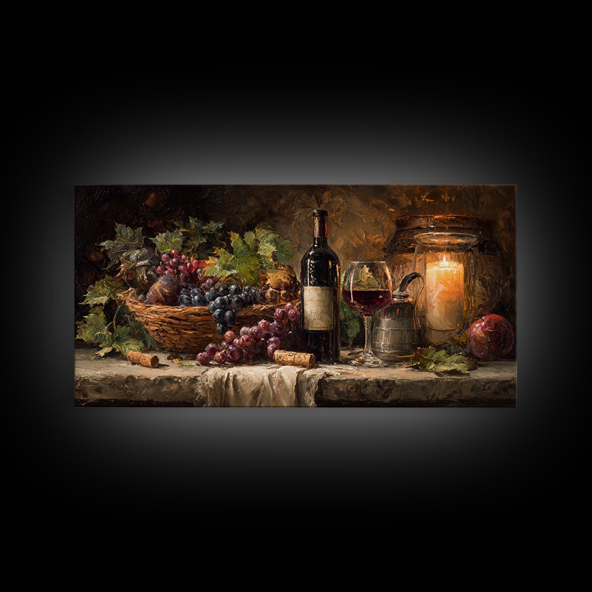 Wine Harvest Basket Framed Canvas Print, Winery Art, Room Decor, Winery Decor, Fine Art, Vineyard, Printable Wall Art, WIN-2x1-42
