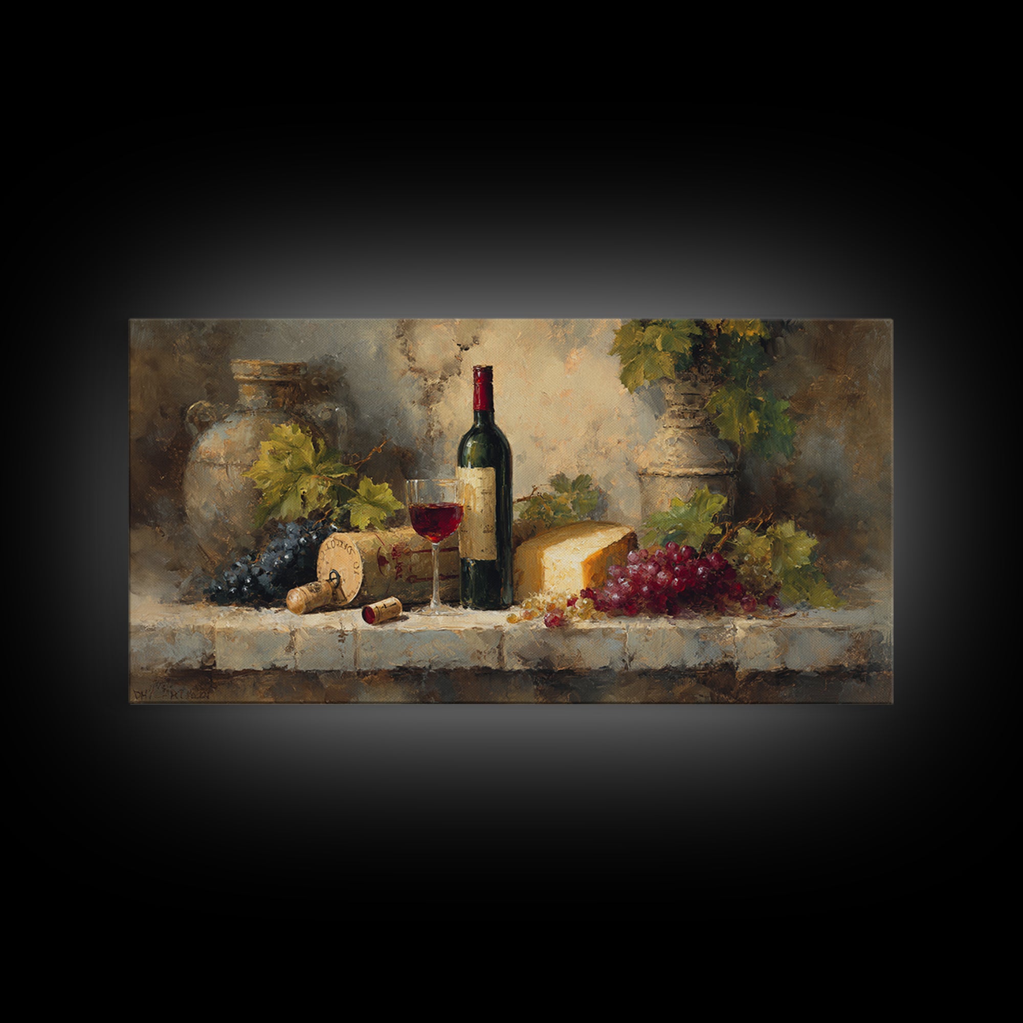 Corkscrew and Corks on Rustic Wood Canvas Print, Winery Art, Painting, Winery Decor, Fine Art, Vineyard, Living Room Decor, WIN-2x1-48