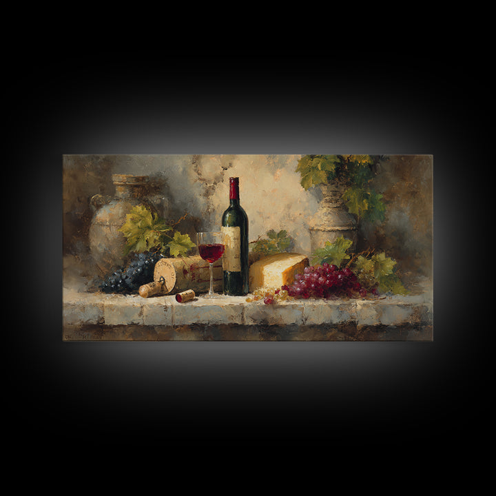 Corkscrew and Corks on Rustic Wood Canvas Print, Winery Art, Painting, Winery Decor, Fine Art, Vineyard, Living Room Decor, WIN-2x1-48