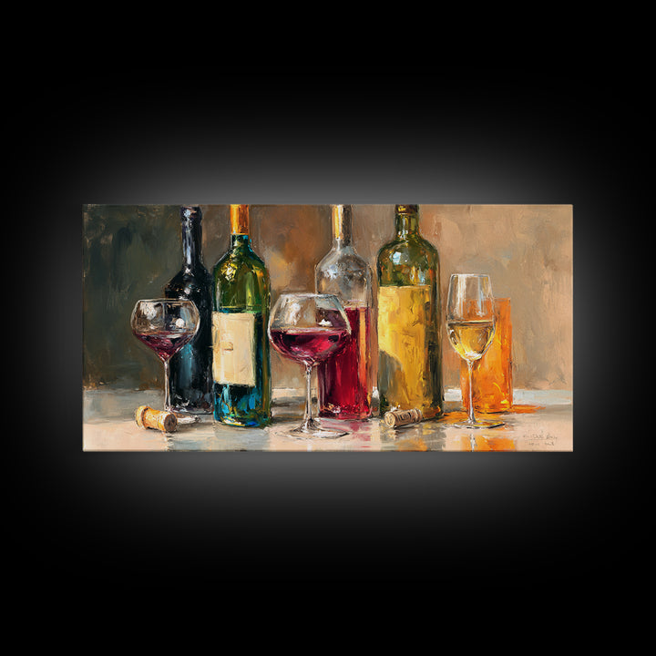 Wine Tasting Flight Rendered as Elegant Still Canvas Print, Winery Art, Painting, Winery Decor, Vineyard, Living Room Decor, WIN-2x1-54