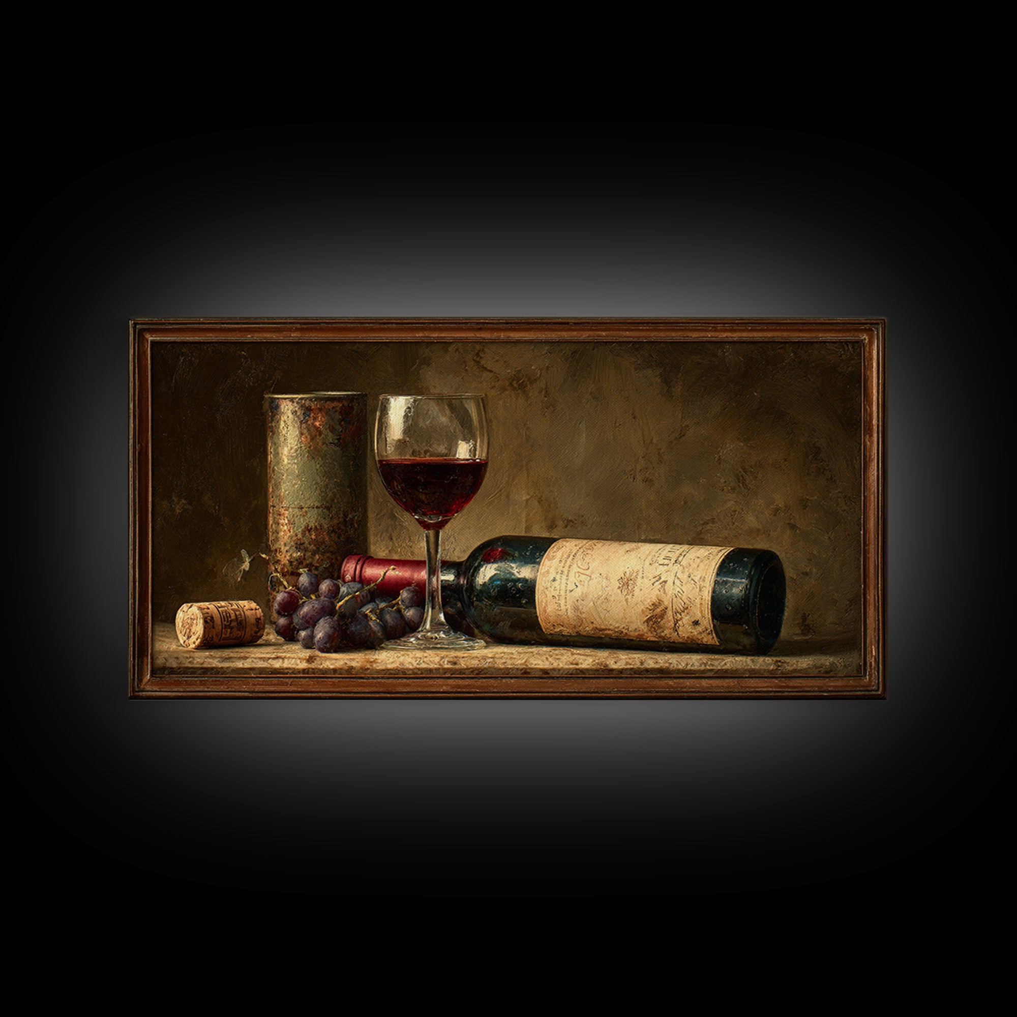 Wine Tasting Flight Rendered as Elegant Still Framed Canvas Print, Winery Art, Minimalist Decor, Winery Decor, Vineyard, WIN-2x1-6