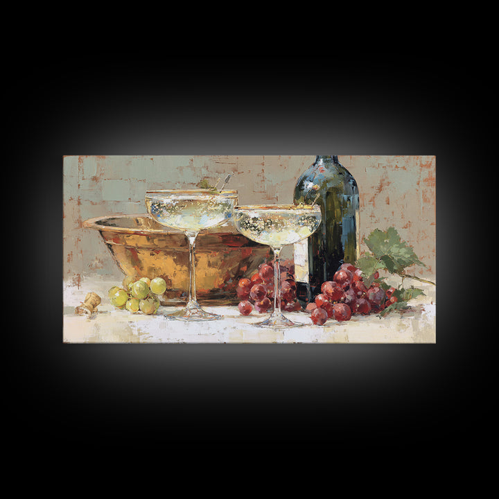 Champagne Coupe with Bubbles and Light Canvas Print, Winery Art, Wall Art Print, Winery Decor, Vineyard, Gallery Decor, WIN-2x1-63