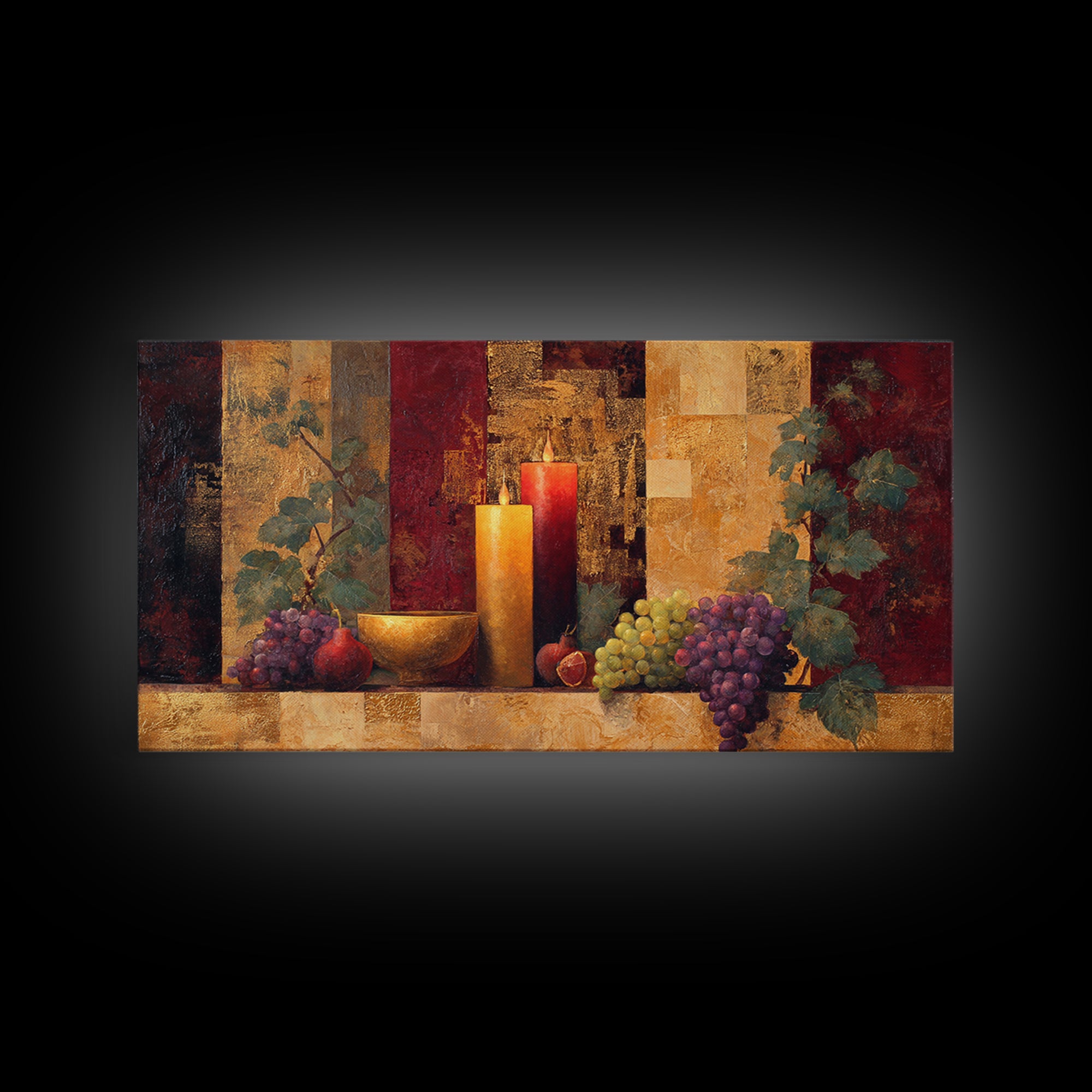 Burgundy Abstract with Gold Accents Framed Canvas Print, Winery Art, Gallery Decor, Winery Decor, Fine Art, Vineyard, WIN-2x1-67