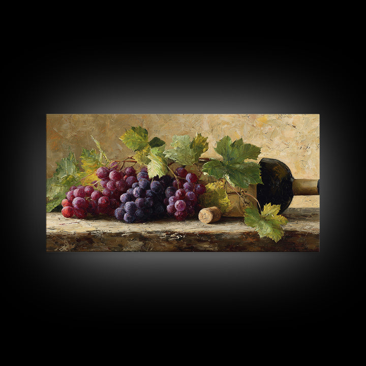 Grapevine Branch with Purple Grapes and Leaves Canvas Print, Winery Art, Wall Art Print, Winery Decor, Watercolor Art, Vineyard, WIN-2x1-69
