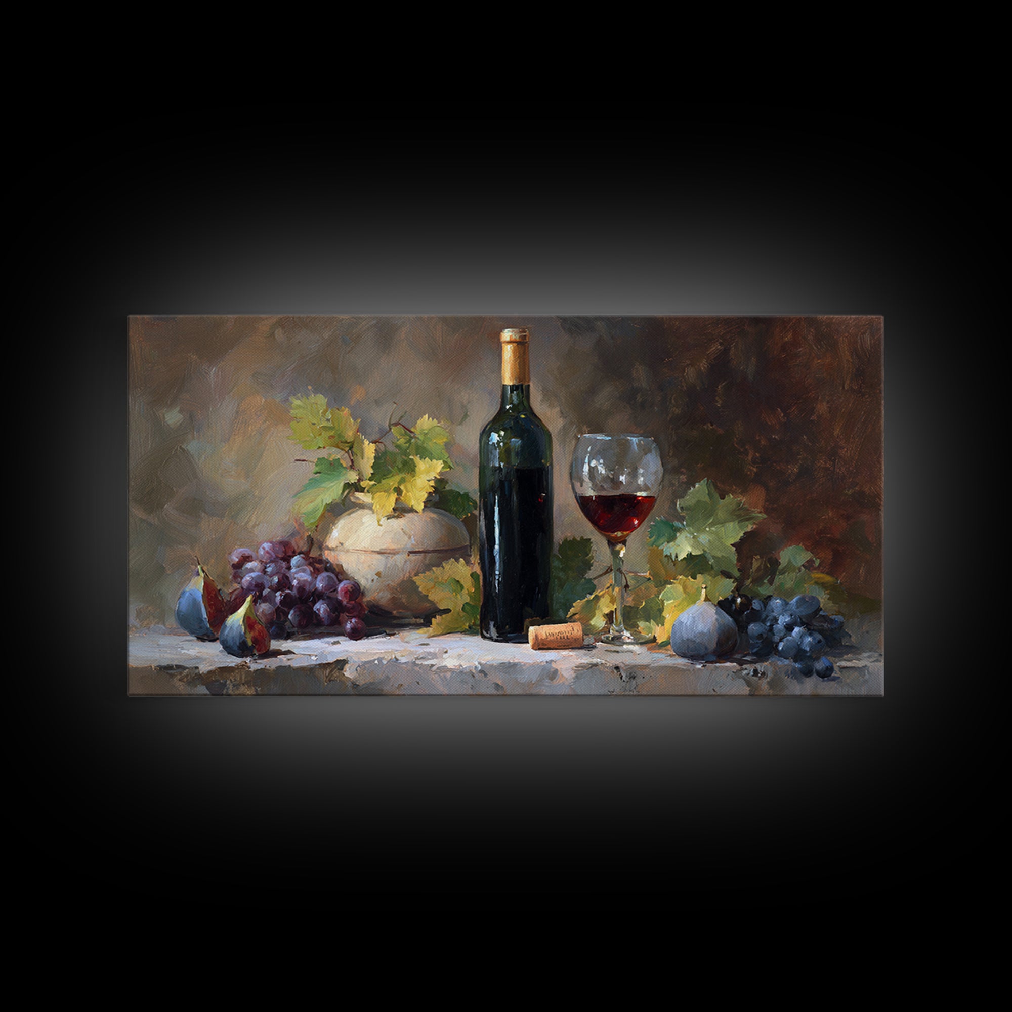 Wine Bottle and Glass Still Life Canvas Print, Winery Art, Printable Wall Art, Winery Decor, Fine Art, Vineyard, Retro Wall Art, WIN-2x1-70