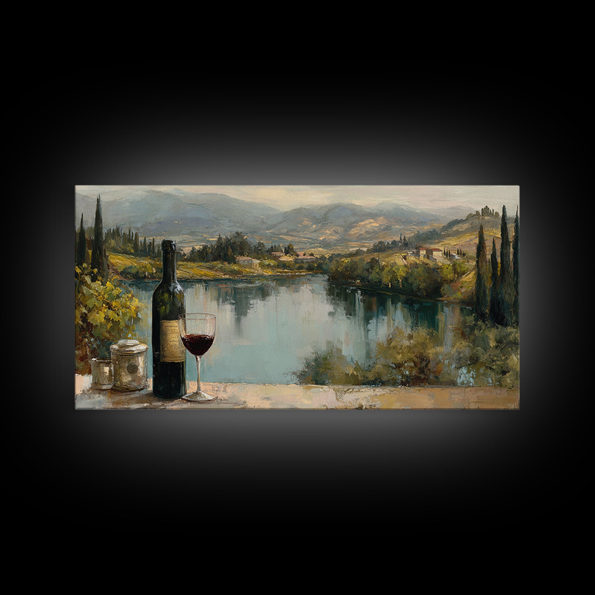 French Vineyard Hills Canvas Print, Winery Art, Living Room Decor, Winery Decor, Vineyard, Travel Poster, Cocktail Wall Art, WIN-2x1-76