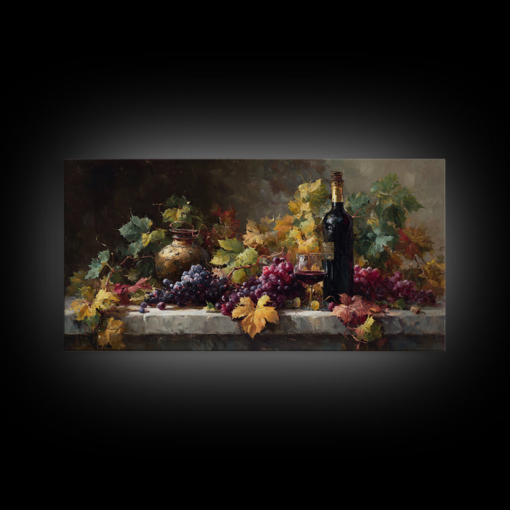 Vine Leaves Turning Autumn Red and Gold Framed Canvas Print, Winery Art, Living Room Art, Winery Decor, Fine Art, Vineyard, WIN-2x1-79