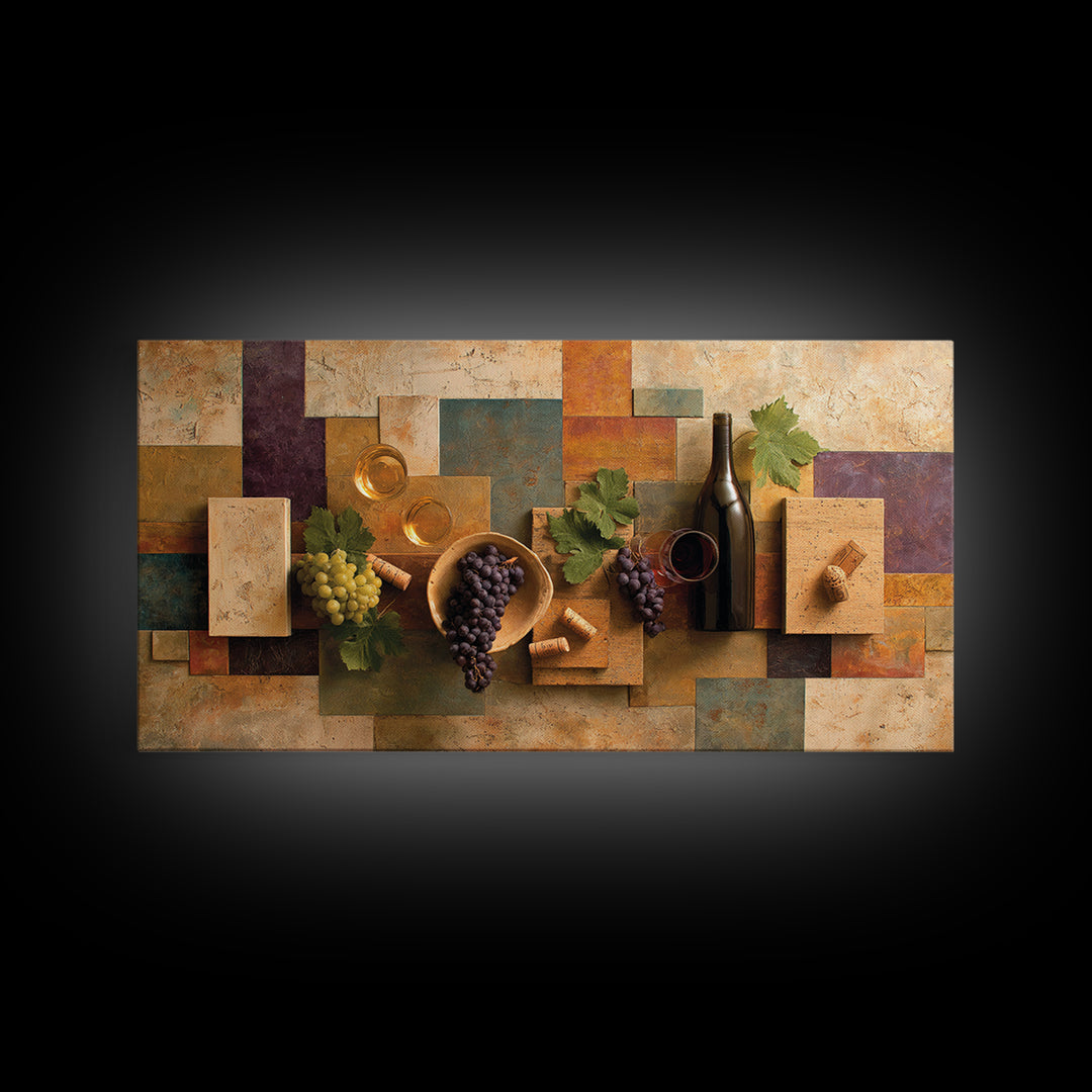 Corks Arranged as Geometric Pattern Framed Canvas Print, Winery Art, Print, Winery Decor, Abstract Art, Vineyard, WIN-2x1-86