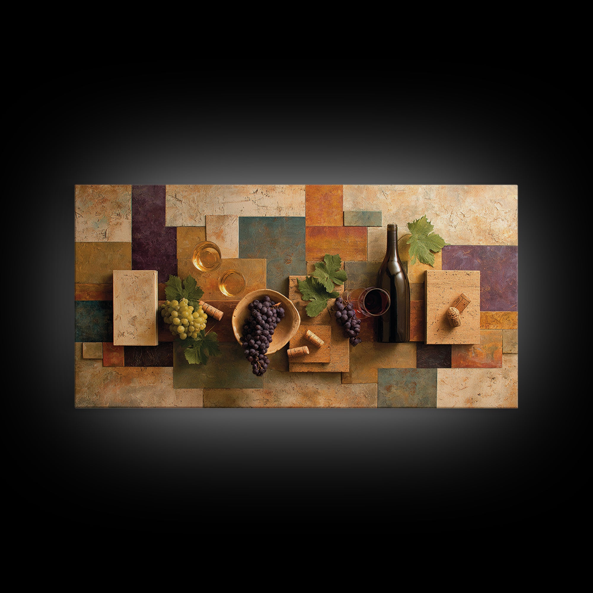 Corks Arranged as Geometric Pattern Framed Canvas Print, Winery Art, Print, Winery Decor, Abstract Art, Vineyard, WIN-2x1-86