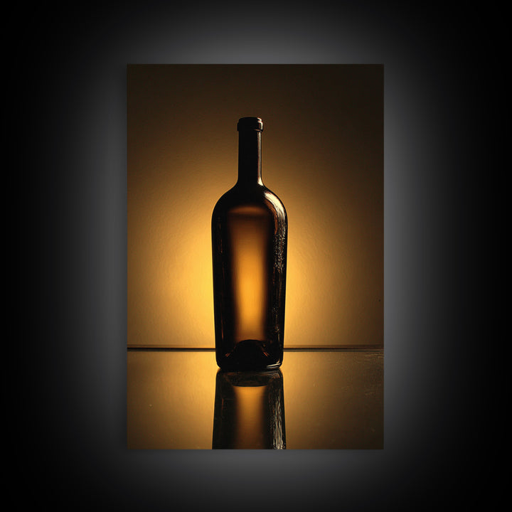 Black and Gold Wine Bottle Silhouette Framed Canvas Print, Winery Art, Modern Decor, Winery Decor, Fine Art, Vineyard, WIN-2x3-24