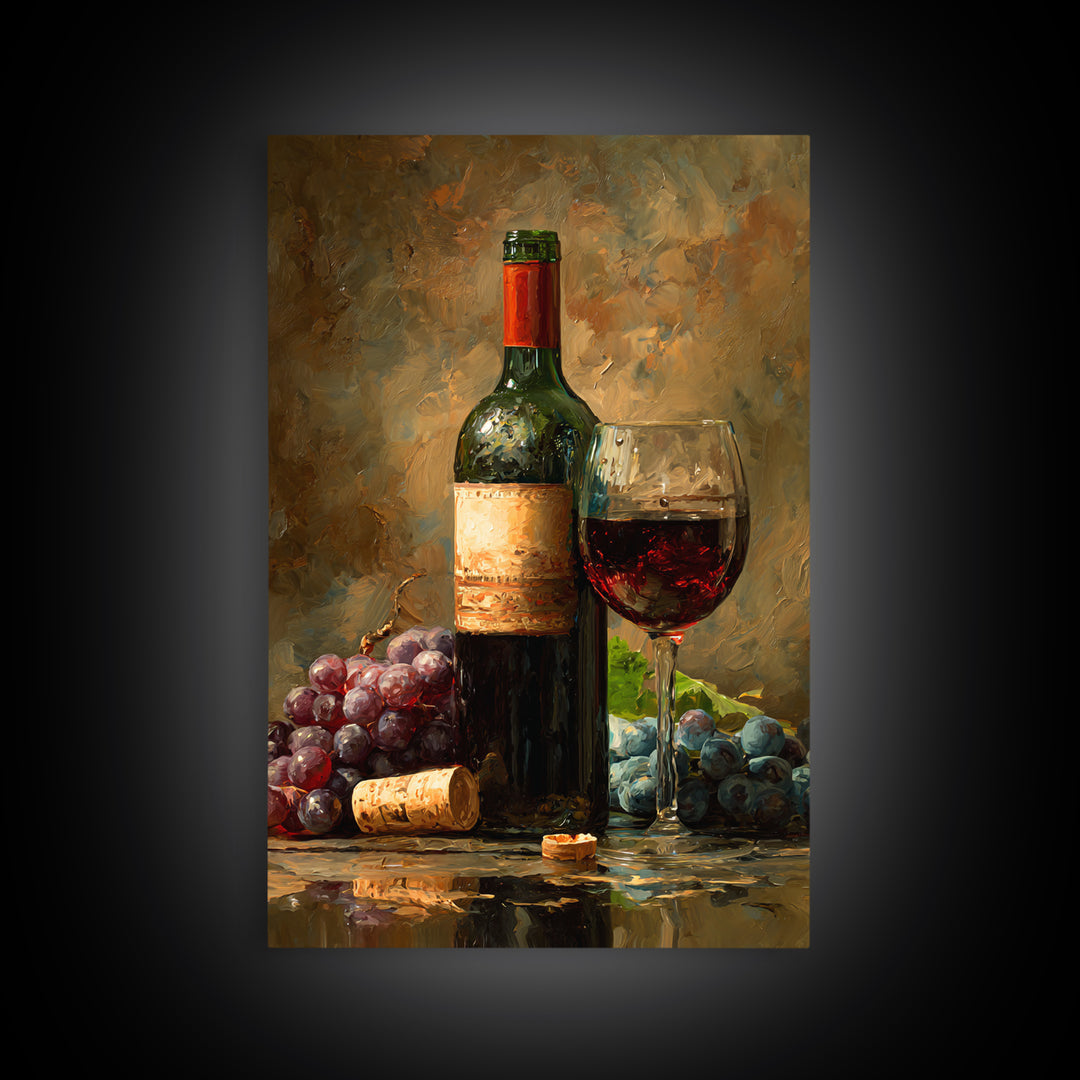 Italian Villa Vineyard Landscape Framed Canvas Print, Winery Art, Preppy Wall Art, Winery Decor, Oil Painting, Vineyard, WIN-2x3-28