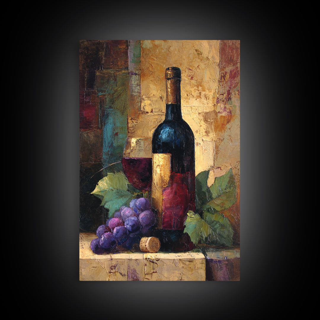 Burgundy Abstract with Gold Accents Canvas Print, Winery Art, Art, Winery Decor, Fine Art, Vineyard, Farmhouse Decor, WIN-2x3-31