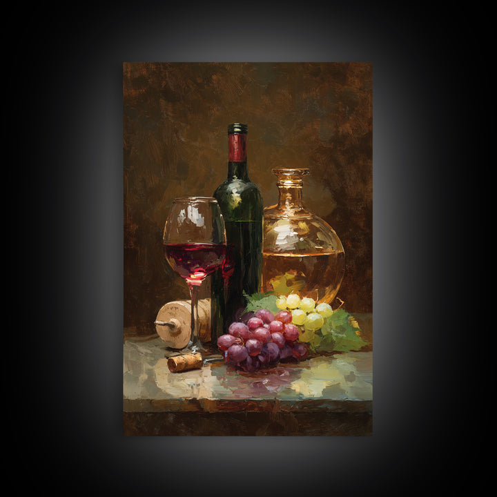 Tuscan Vineyard at Golden Hour Canvas Print, Winery Art, Oil Painting, Winery Decor, Watercolor Art, Vineyard, WIN-2x3-35