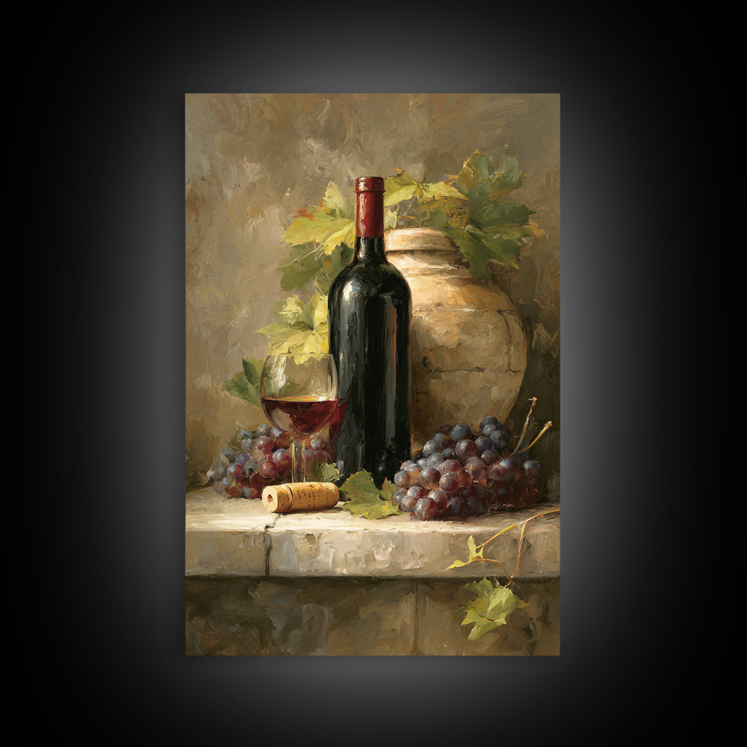 Italian Villa Vineyard Landscape Framed Canvas Print, Winery Art, Contemporary Art, Winery Decor, Fine Art, Vineyard, WIN-2x3-4