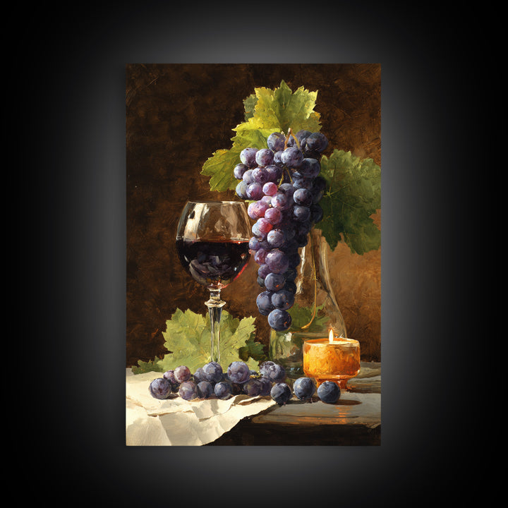 Single Grape Cluster Botanical Study Canvas Print, Winery Art, Oil Painting, Winery Decor, Watercolor Art, Vineyard, WIN-2x3-5