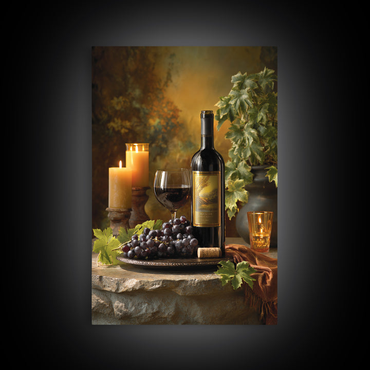 Italian Villa Vineyard Landscape Framed Canvas Print, Winery Art, Art, Winery Decor, Fine Art, Vineyard, Farmhouse Decor, WIN-2x3-52