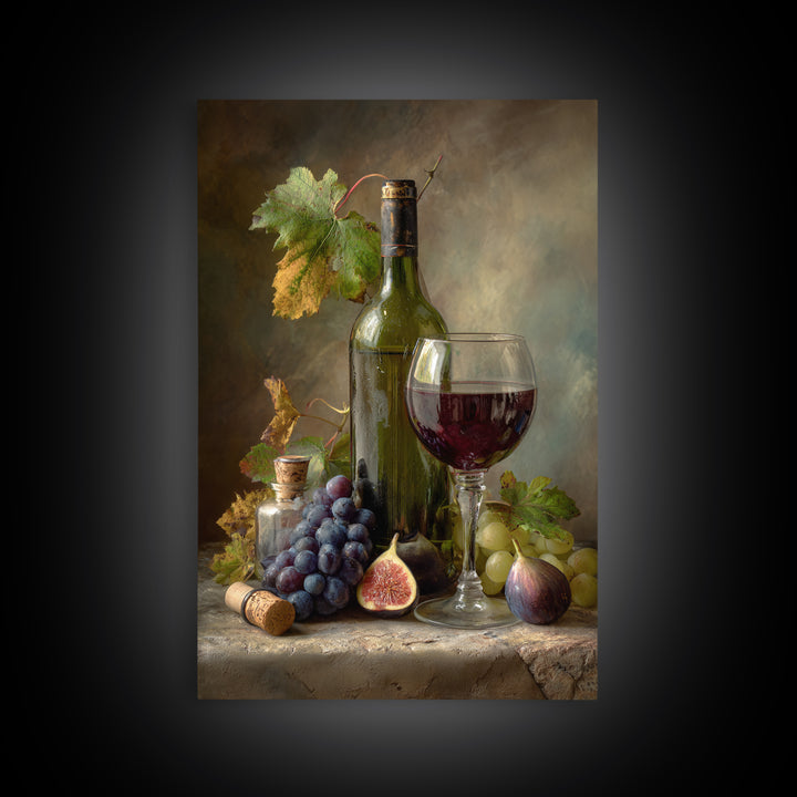 Wine Bottle and Glass Still Life Canvas Print, Winery Art, Artwork, Winery Decor, Vineyard, Bar Decor, Gallery Wall Art, WIN-2x3-58