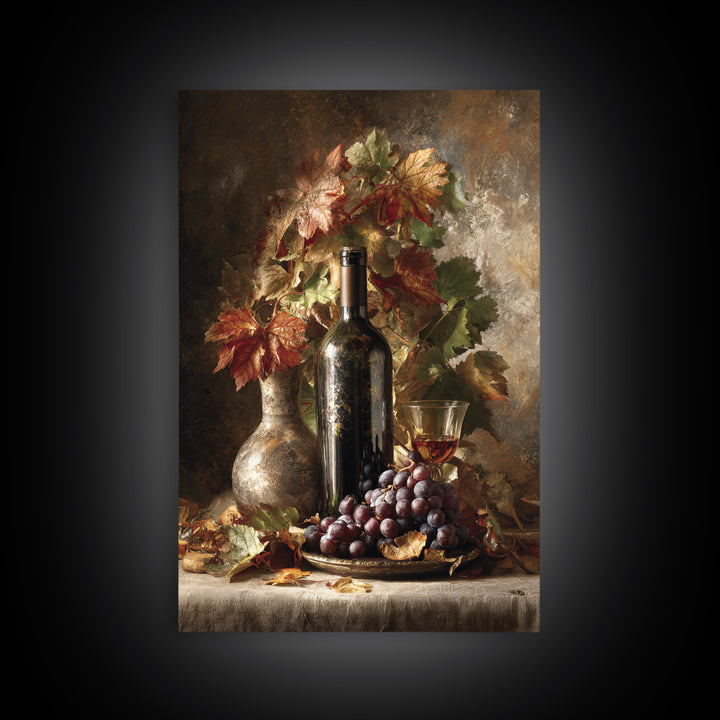 Vine Leaves Turning Autumn Red and Gold Canvas Print, Winery Art, Living Room Decor, Winery Decor, Fine Art, Vineyard, WIN-2x3-67