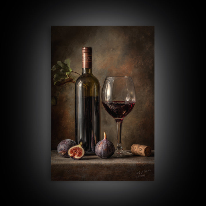 Wine Bottle and Glass Still Life Canvas Print, Winery Art, Artwork, Winery Decor, Vineyard, Bar Decor, Gallery Wall Art, WIN-2x3-82