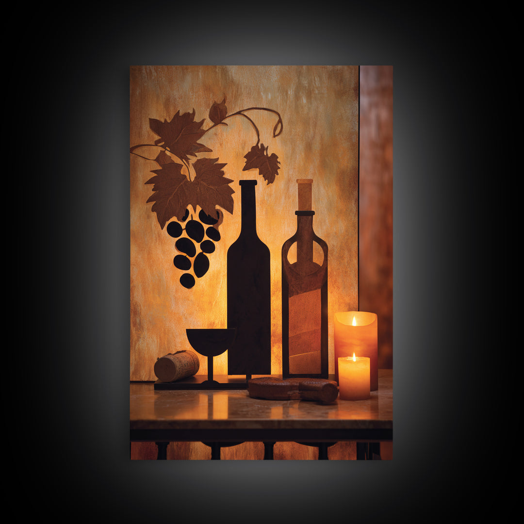 Black and Gold Wine Bottle Silhouette Canvas Print, Winery Art, Wall Art Print, Winery Decor, Fine Art, Vineyard, Gallery Decor, WIN-2x3-96