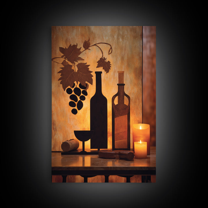 Black and Gold Wine Bottle Silhouette Canvas Print, Winery Art, Wall Art Print, Winery Decor, Fine Art, Vineyard, Gallery Decor, WIN-2x3-96