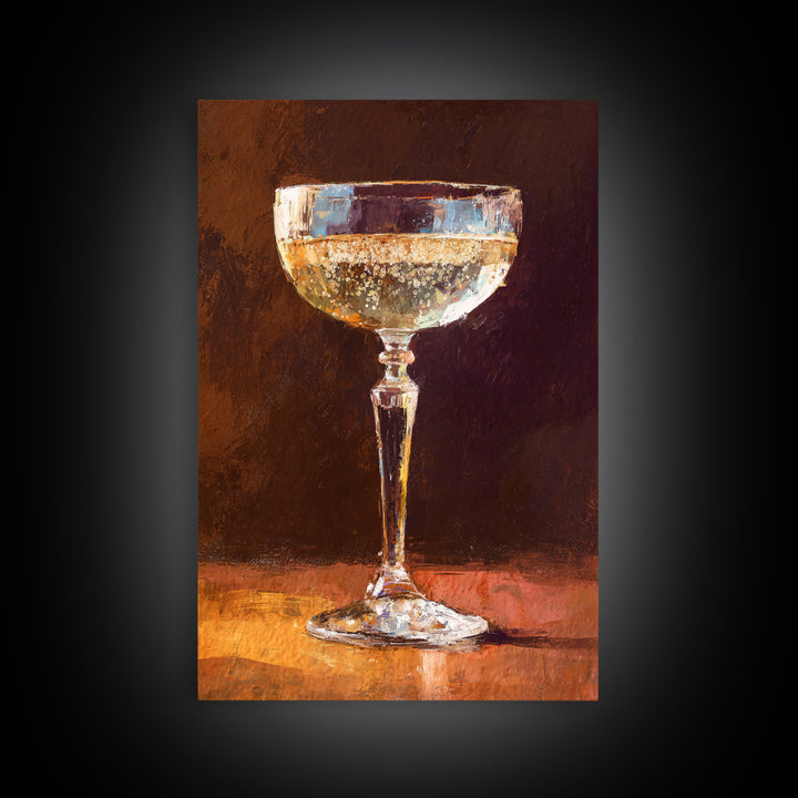 Champagne Coupe with Bubbles and Light Canvas Print, Winery Art, Gallery Wall Art, Winery Decor, Vineyard, Luxury Decor, WIN-2x3-99