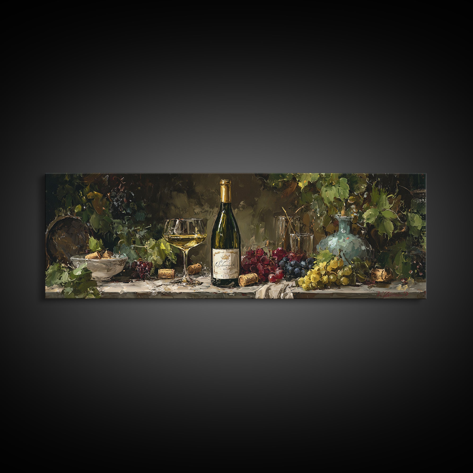Corks Arranged as Geometric Pattern Framed Canvas Print, Winery Art, Print, Winery Decor, Abstract Art, Vineyard, WIN-3x1-10