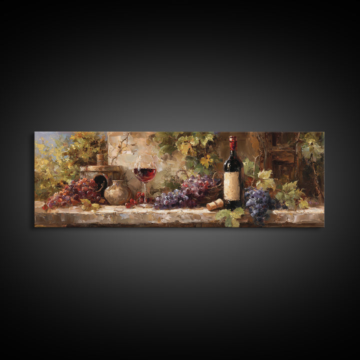 Italian Villa Vineyard Landscape Framed Canvas Print, Winery Art, Matisse Print, Winery Decor, Watercolor Art, Vineyard, WIN-3x1-12