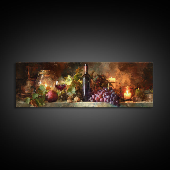 Wine Harvest Basket Canvas Print, Winery Art, Modern Decor, Winery Decor, Fine Art, Vineyard, Wall Decor, Painting, Art Print, WIN-3x1-14