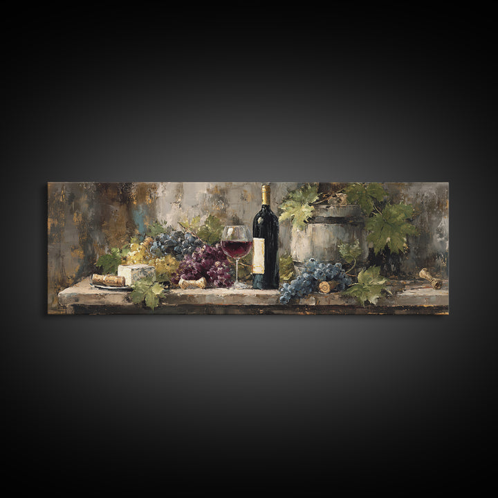 Corkscrew and Corks on Rustic Wood Canvas Print, Winery Art, Bar Art, Winery Decor, Fine Art, Vineyard, Textured Painting, WIN-3x1-20