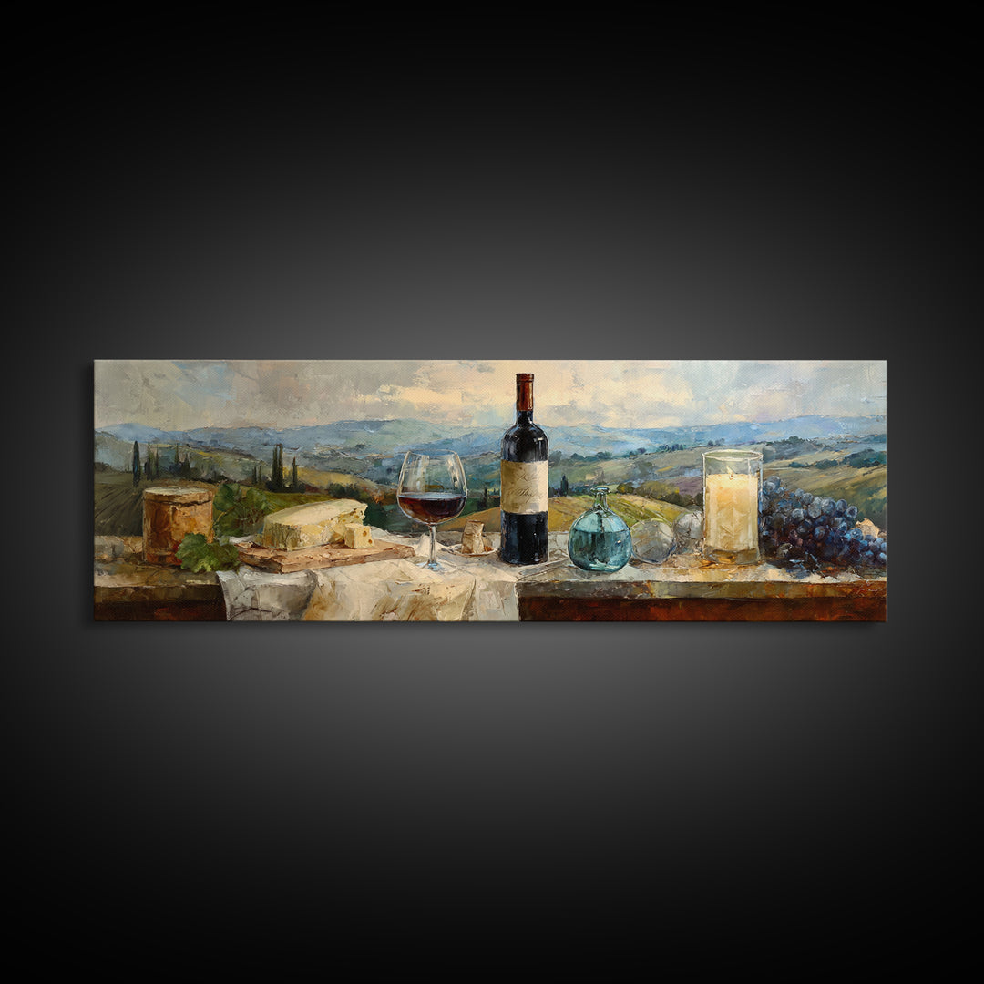 French Vineyard Hills Canvas Print, Winery Art, Living Room Art, Winery Decor, Fine Art, Vineyard, Minimalist Decor, WIN-3x1-24