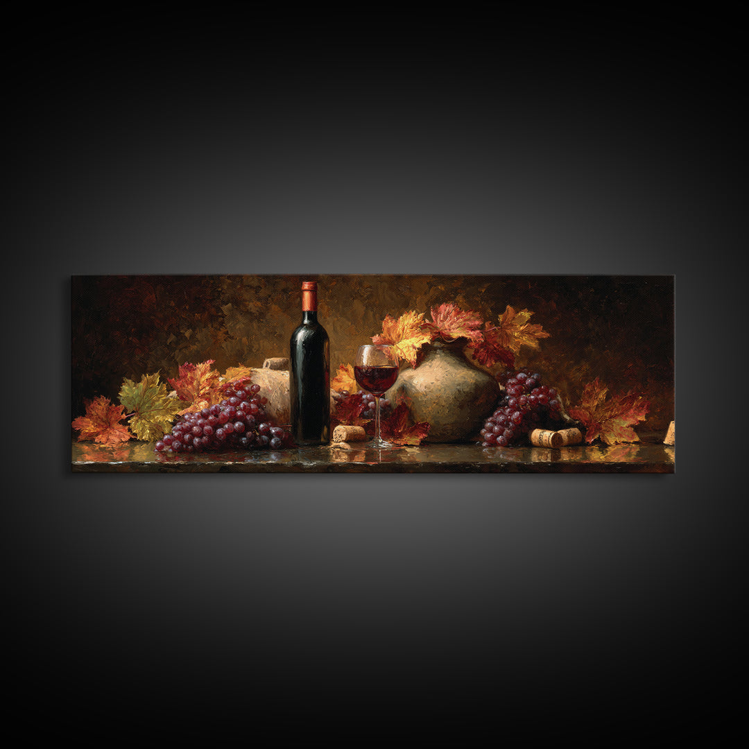 Vine Leaves Turning Autumn Red and Gold Canvas Print, Winery Art, Fine Art Print, Winery Decor, Fine Art, Vineyard, Wall Decor, WIN-3x1-3