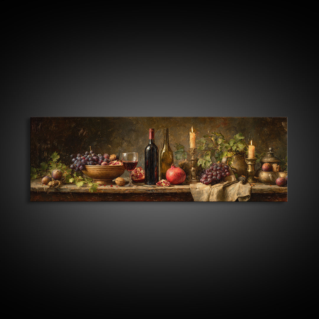 Pomegranate Figs and Red Wine Composition Canvas Print, Winery Art, Preppy Wall Art, Winery Decor, Fine Art, Vineyard, WIN-3x1-33