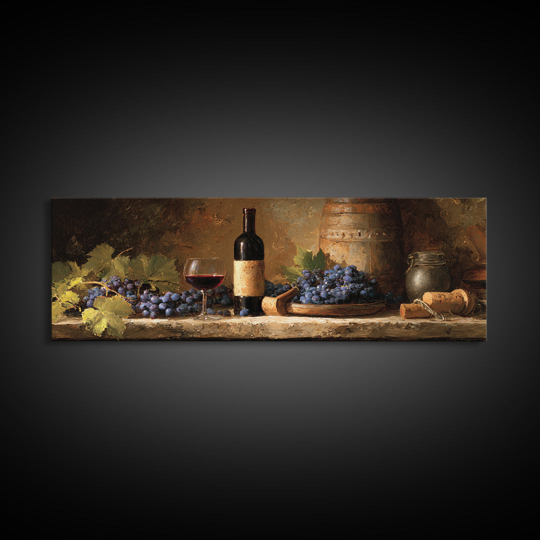 Corkscrew and Corks on Rustic Wood Framed Canvas Print, Winery Art, Modern Decor, Winery Decor, Fine Art, Vineyard, Wall Decor, WIN-3x1-44