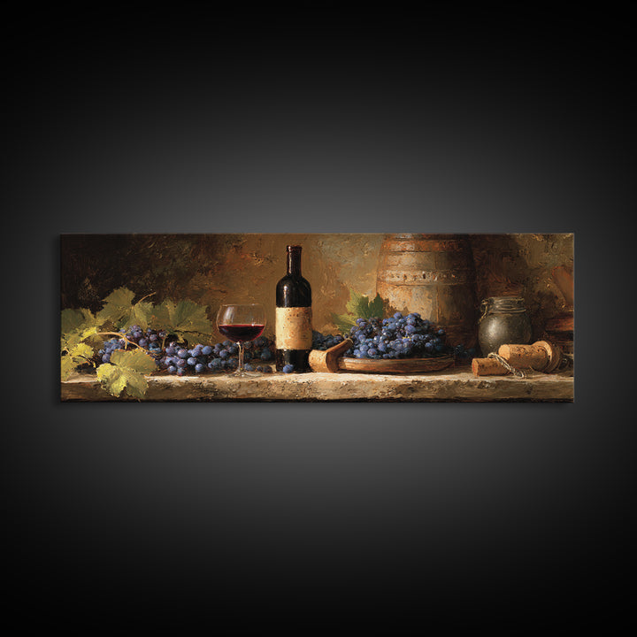Corkscrew and Corks on Rustic Wood Framed Canvas Print, Winery Art, Modern Decor, Winery Decor, Fine Art, Vineyard, Wall Decor, WIN-3x1-44