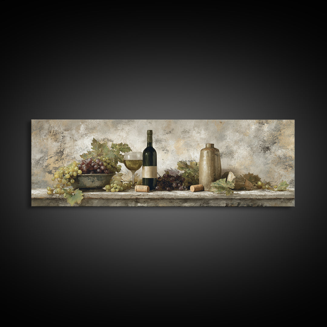 French Vineyard Hills Canvas Print, Winery Art, Textured Painting, Winery Decor, Fine Art, Vineyard, Oil Painting, Wall Hanging, WIN-3x1-48
