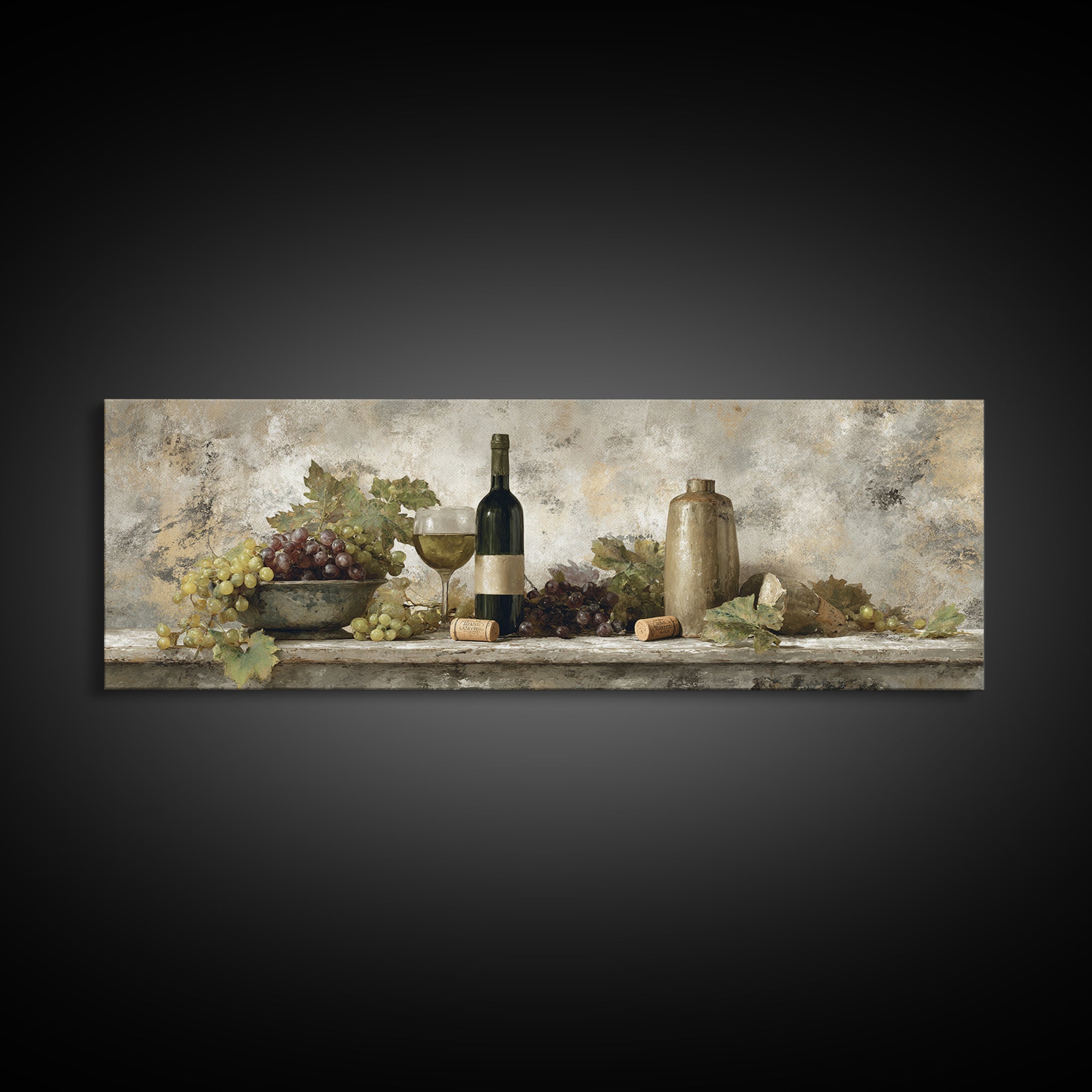 French Vineyard Hills Canvas Print, Winery Art, Textured Painting, Winery Decor, Fine Art, Vineyard, Oil Painting, Wall Hanging, WIN-3x1-48
