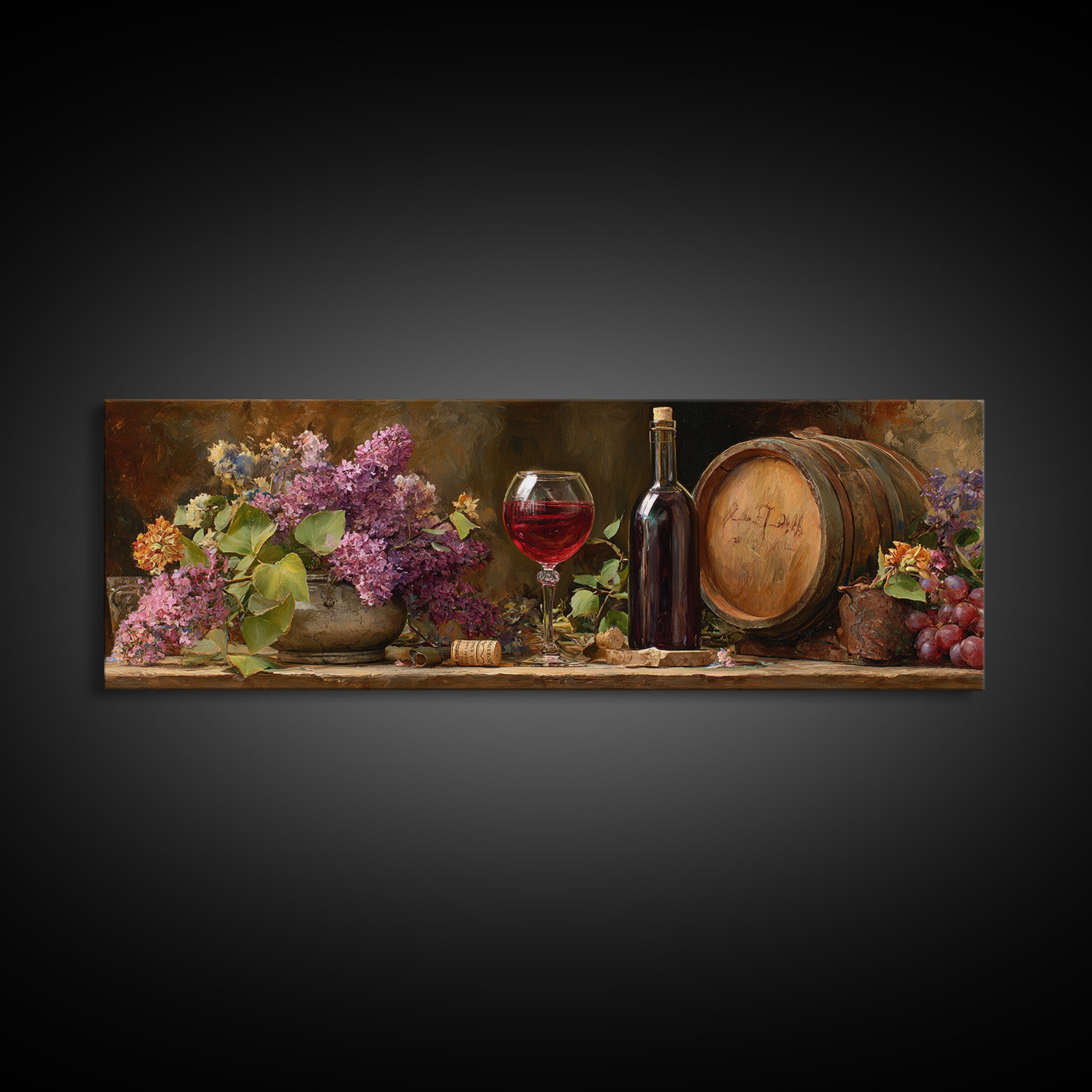 Ros Glass Beside Summer Flowers Canvas Print, Winery Art, Matisse Print, Winery Decor, Fine Art, Vineyard, Luxury Decor, WIN-3x1-6