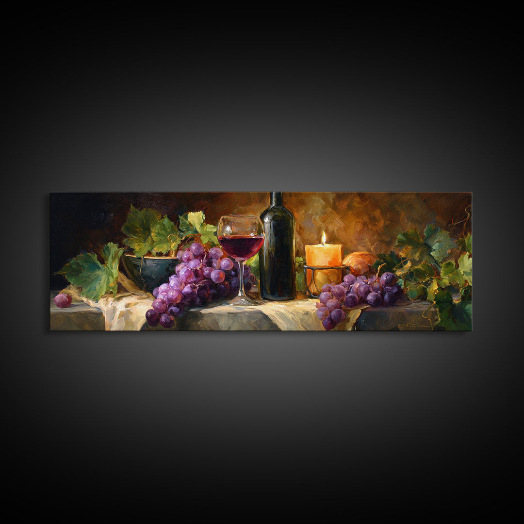 Single Grape Cluster Botanical Study Canvas Print, Winery Art, Travel Poster, Winery Decor, Watercolor Art, Vineyard, WIN-3x1-61