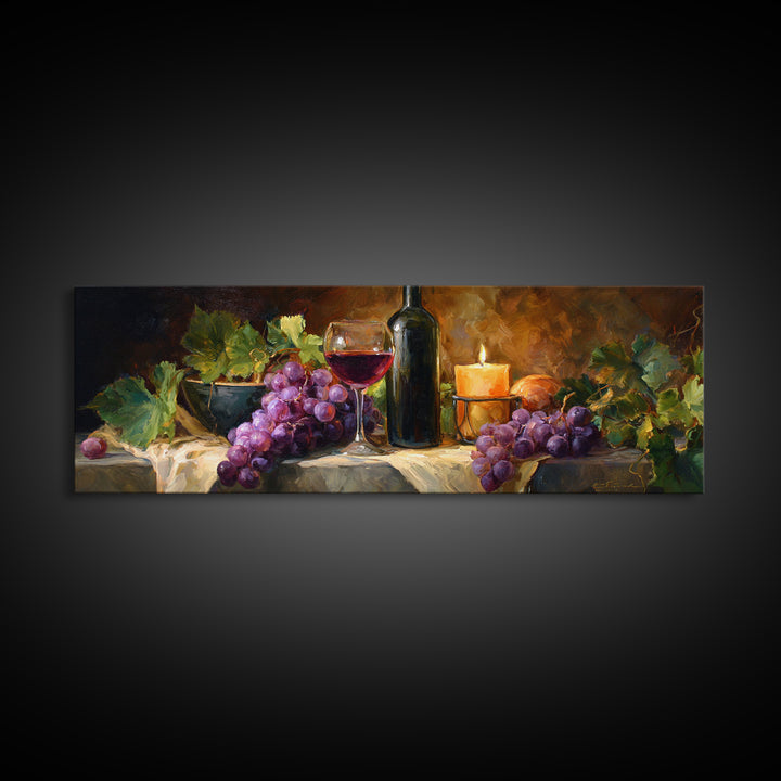 Single Grape Cluster Botanical Study Canvas Print, Winery Art, Travel Poster, Winery Decor, Watercolor Art, Vineyard, WIN-3x1-61