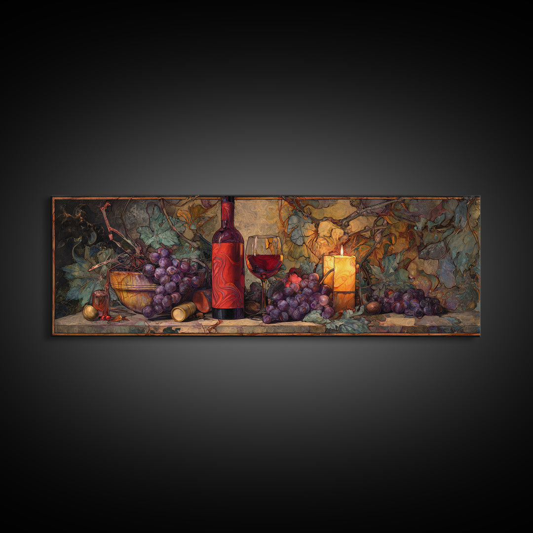 Red Wine Swirl Abstract Canvas Print, Winery Art, Kitchen Wall Art, Winery Decor, Vineyard, Matisse Print, Landscape Art, WIN-3x1-71