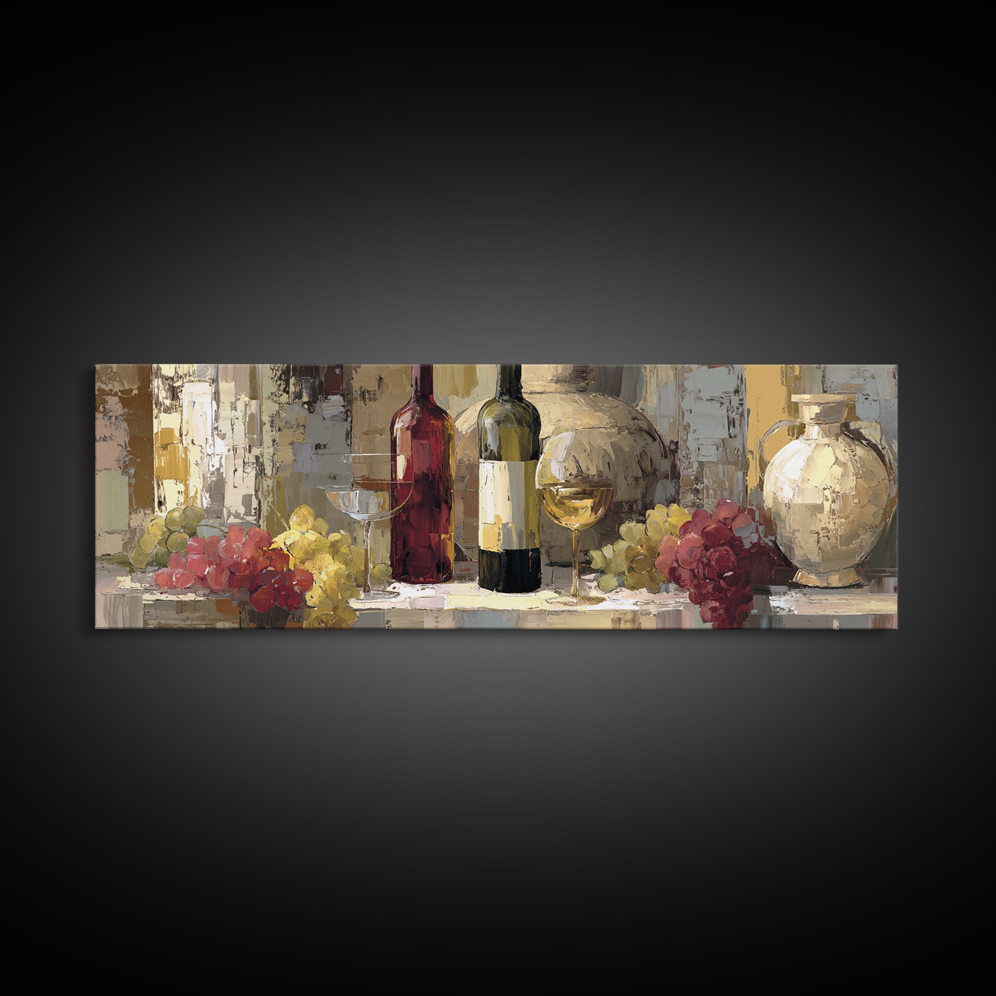 Old Cellar Key and Wine Label Shapes Canvas Print, Winery Art, Wall Decor, Winery Decor, Fine Art, Vineyard, Kitchen Art, WIN-3x1-76