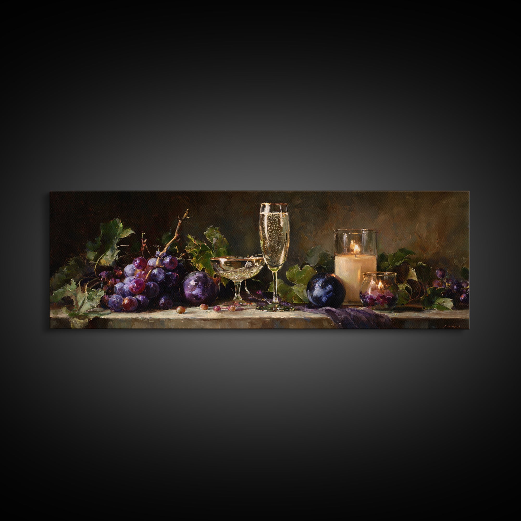 Champagne Coupe with Bubbles and Light Canvas Print, Winery Art, Wall Hanging, Winery Decor, Vineyard, Preppy Wall Art, WIN-3x1-83